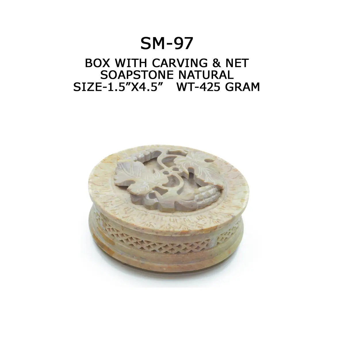 BOx WITH CARVING & NET SOAPSTONE NATURAL